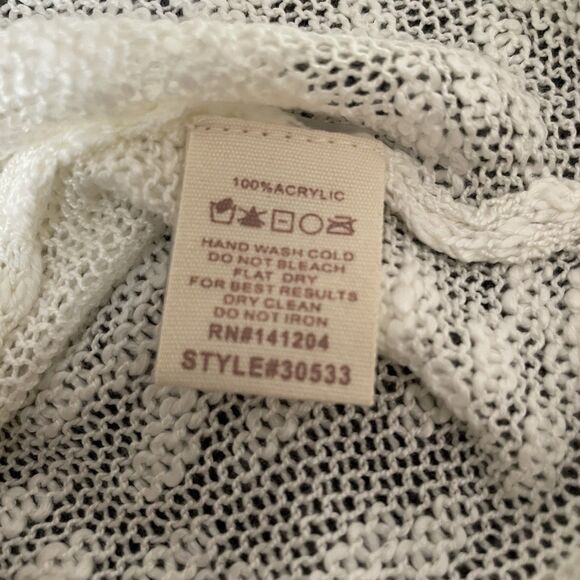 Mia & Tess Sweater Semi Sheer Star Print White Blue Lightweight Women's Large L - Picture 7 of 7